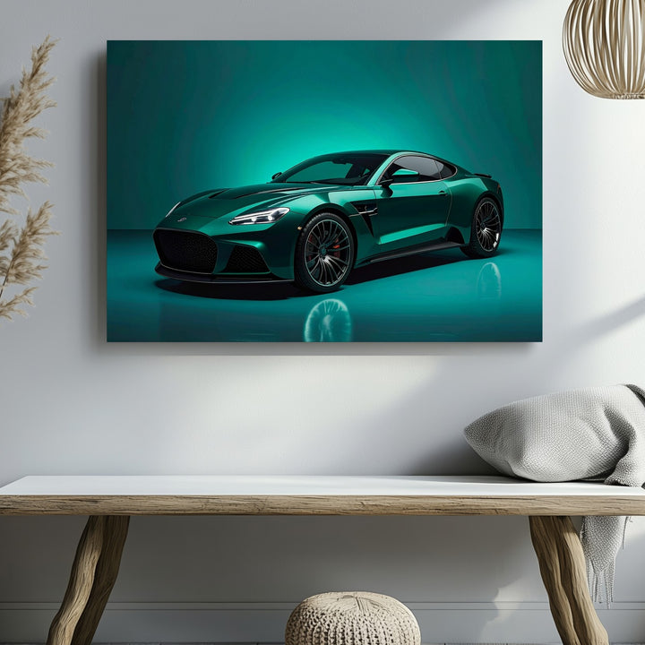 Dark Green Aston Martin Canvas – Elegant British Luxury Sports Car Art - Gifitto