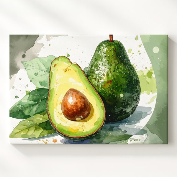 Avocado Freshness Canvas – Watercolor Fruit Wall Art - Gifitto