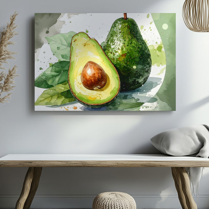 Avocado Freshness Canvas – Watercolor Fruit Wall Art - Gifitto