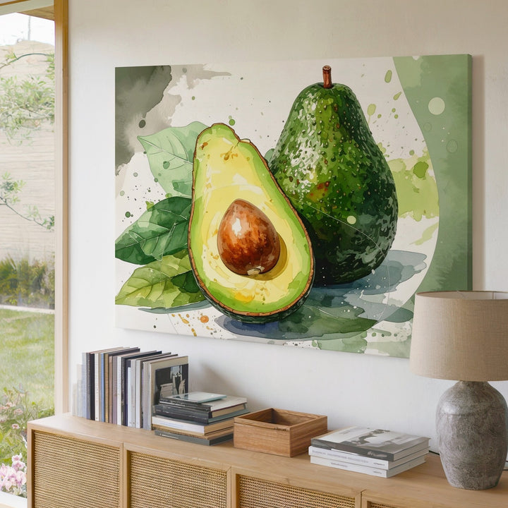 Avocado Freshness Canvas – Watercolor Fruit Wall Art - Gifitto