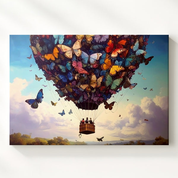 Butterfly Hot Air Balloon Canvas – Surreal Fantasy Flight Art - Gifitto