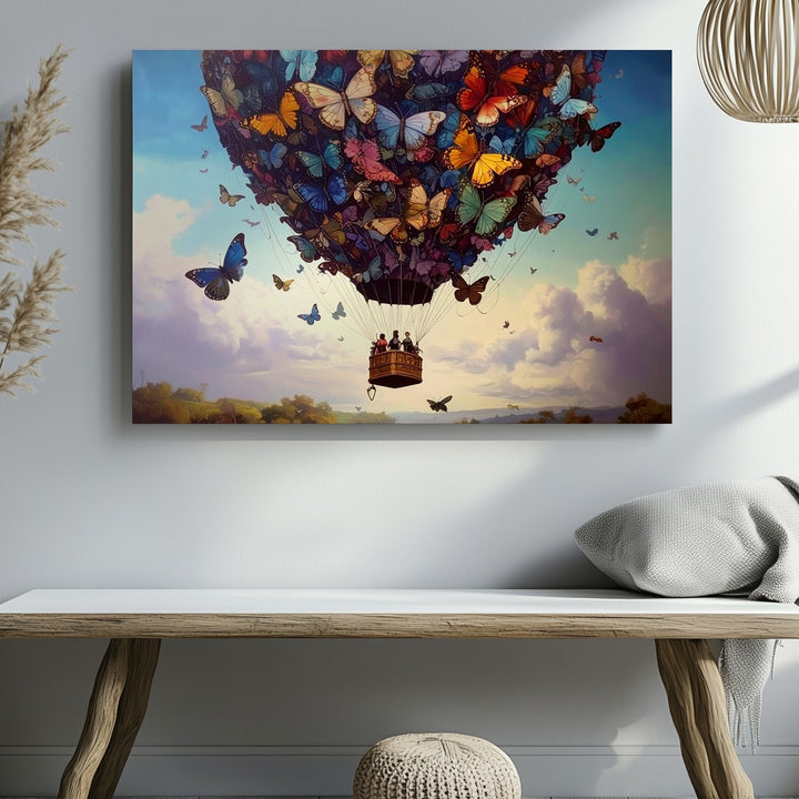 Butterfly Hot Air Balloon Canvas – Surreal Fantasy Flight Art - Gifitto