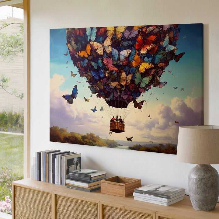 Butterfly Hot Air Balloon Canvas – Surreal Fantasy Flight Art - Gifitto