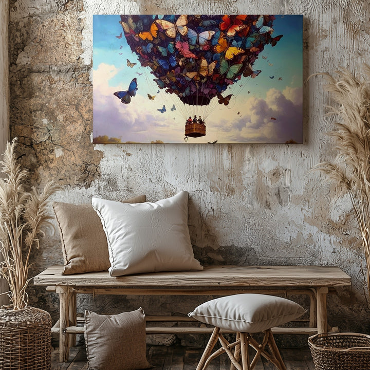 Butterfly Hot Air Balloon Canvas – Surreal Fantasy Flight Art - Gifitto