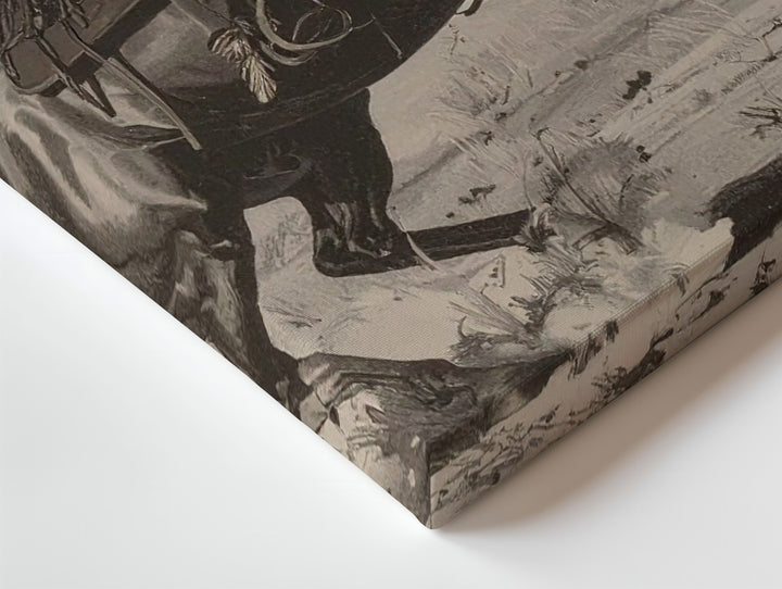 Bucking Bronco Cowboy Sketch Canvas – Vintage Western Action Art - Gifitto