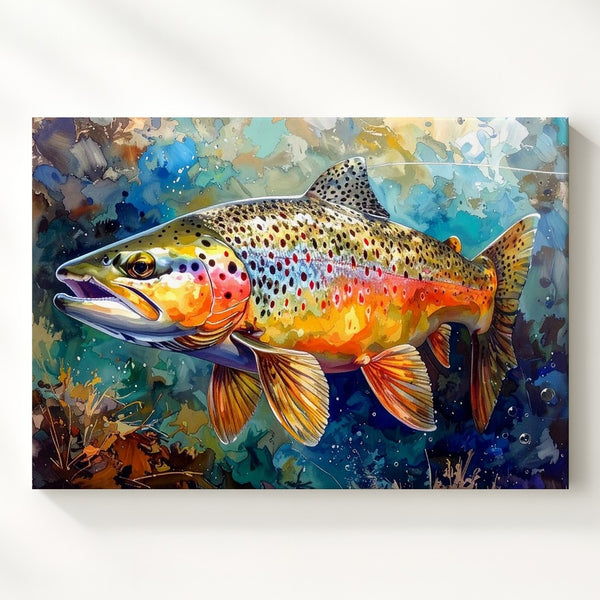 Vivid Trout Fish Canvas – Artistic Freshwater Wildlife Wall Art