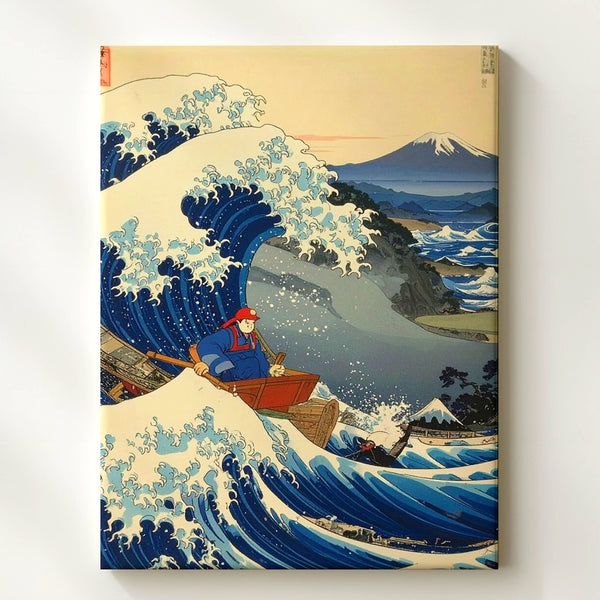 The Great Wave x Mario Canvas – Japanese Art & Gaming Culture Mashup - Gifitto