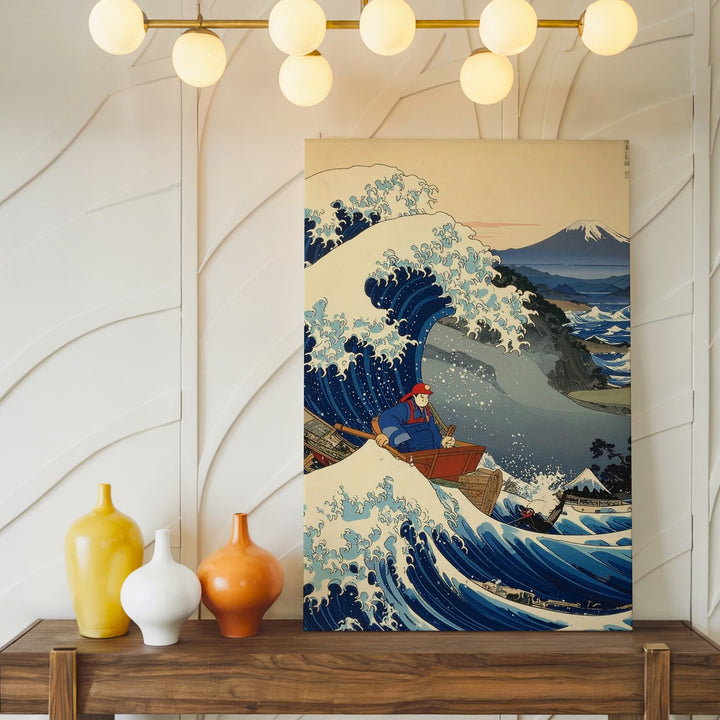 The Great Wave x Mario Canvas – Japanese Art & Gaming Culture Mashup - Gifitto