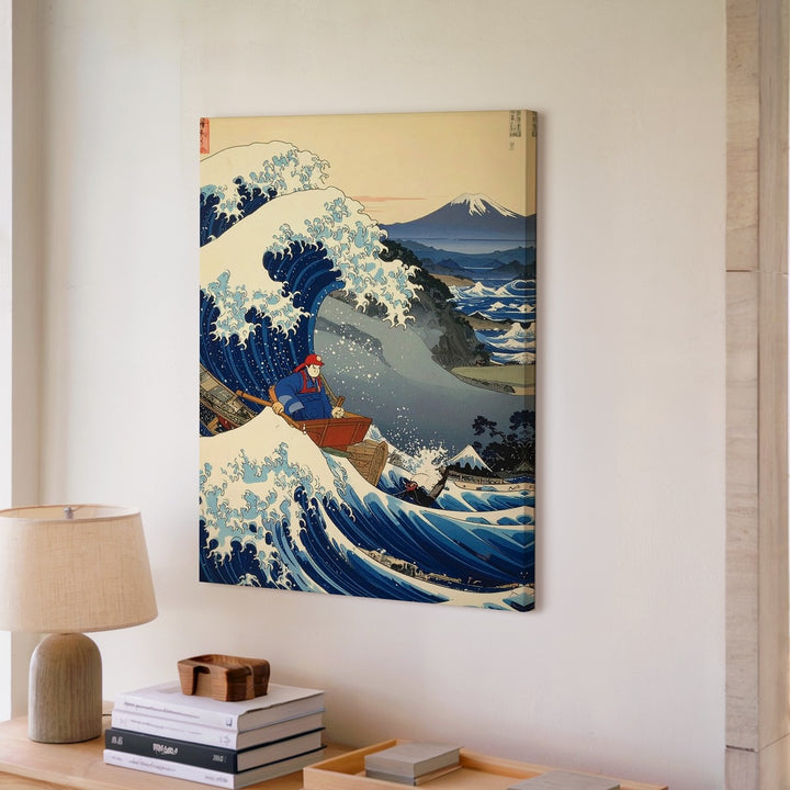 The Great Wave x Mario Canvas – Japanese Art & Gaming Culture Mashup - Gifitto