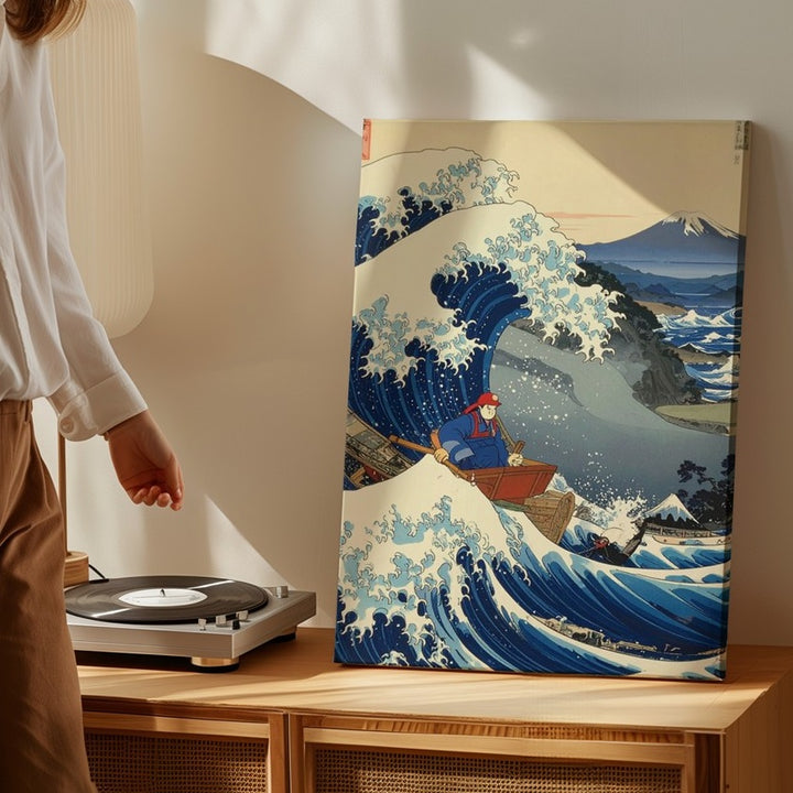 The Great Wave x Mario Canvas – Japanese Art & Gaming Culture Mashup - Gifitto