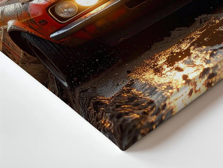 Dirt Track Muscle Car Canvas – Gritty Dodge Challenger Racing Scene - Gifitto