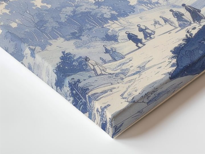 Blue Etching Pastoral Canvas – Vintage-Style Landscape with Classical Charm - Gifitto