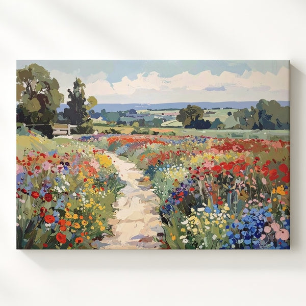Vibrant Spring Blooms Canvas – Impressionist Floral Landscape Art - Gifitto