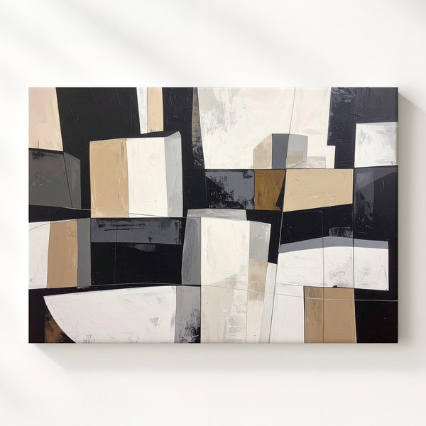 Modern Geometric Blocks Canvas – Abstract Architectural Minimalist Art - Gifitto