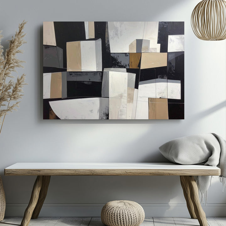 Modern Geometric Blocks Canvas – Abstract Architectural Minimalist Art - Gifitto