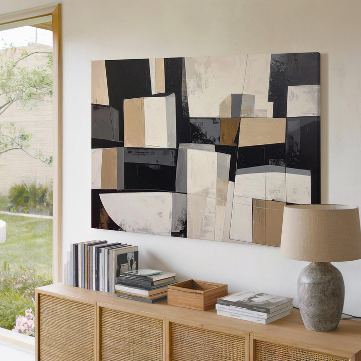 Modern Geometric Blocks Canvas – Abstract Architectural Minimalist Art - Gifitto