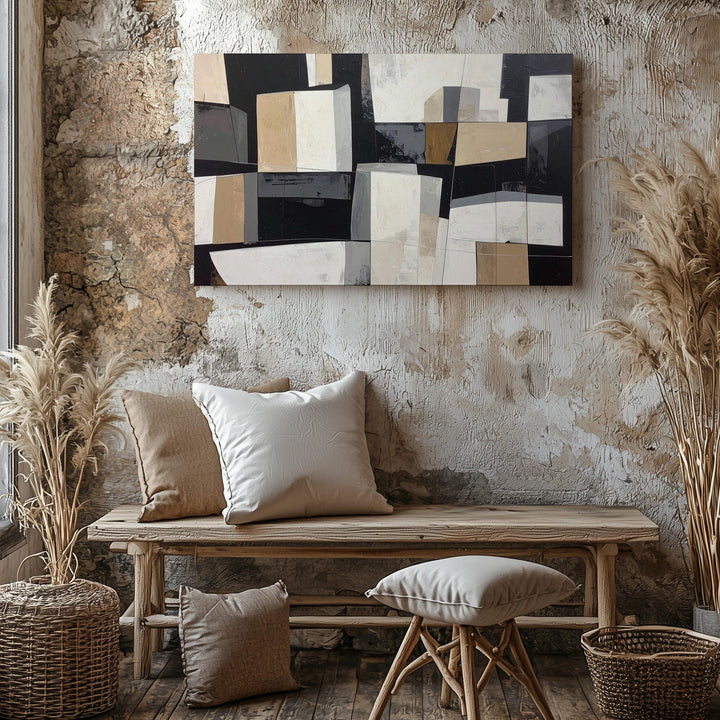 Modern Geometric Blocks Canvas – Abstract Architectural Minimalist Art - Gifitto