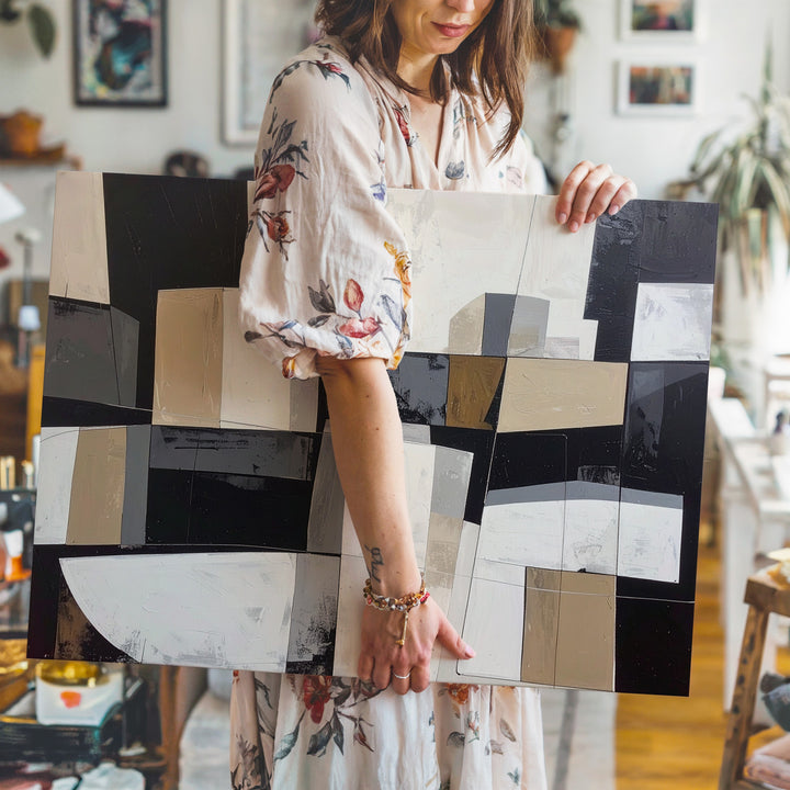 Modern Geometric Blocks Canvas – Abstract Architectural Minimalist Art - Gifitto