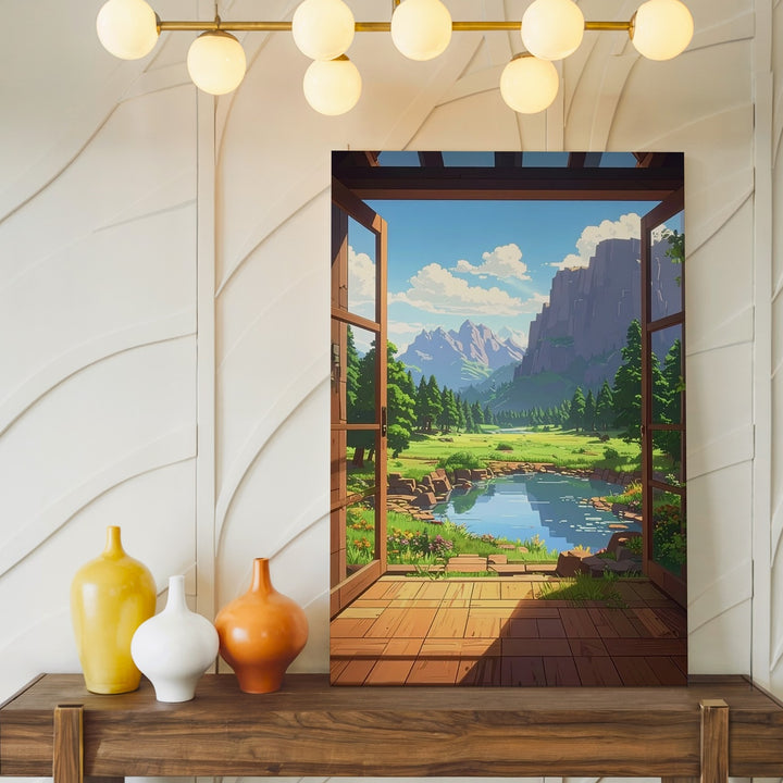 Minecraft Window View Canvas – Pixel Landscape Gaming Wall Art - Gifitto