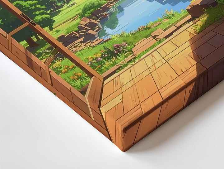 Minecraft Window View Canvas – Pixel Landscape Gaming Wall Art - Gifitto