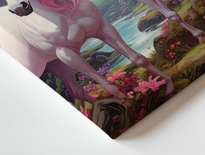 Unicorns in Enchanted Forest Canvas – Fantasy Mythical Art of Majestic Creatures - Gifitto