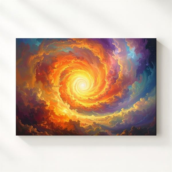 Fiery Spiral Vortex Canvas – Celestial Storm of Light and Energy - Gifitto