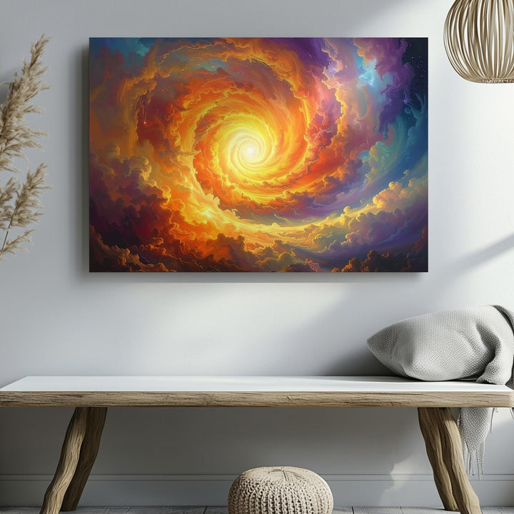 Fiery Spiral Vortex Canvas – Celestial Storm of Light and Energy - Gifitto