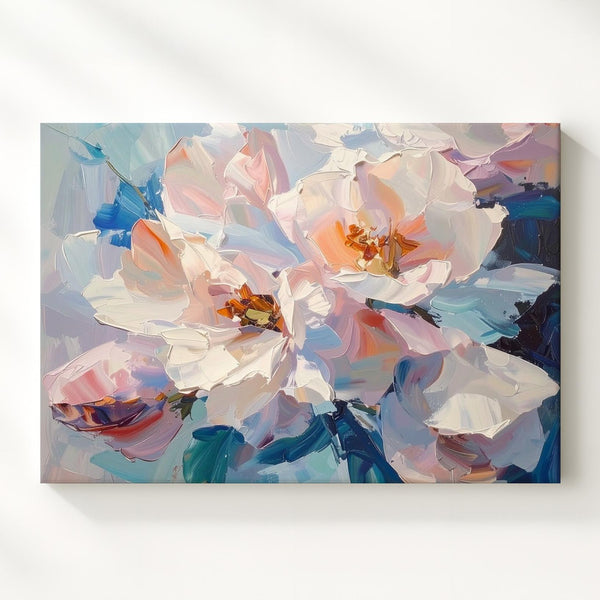 Pastel Bloom Crystal Petal Canvas – Abstract Floral Wall Art in Soft Tones - Gifitto