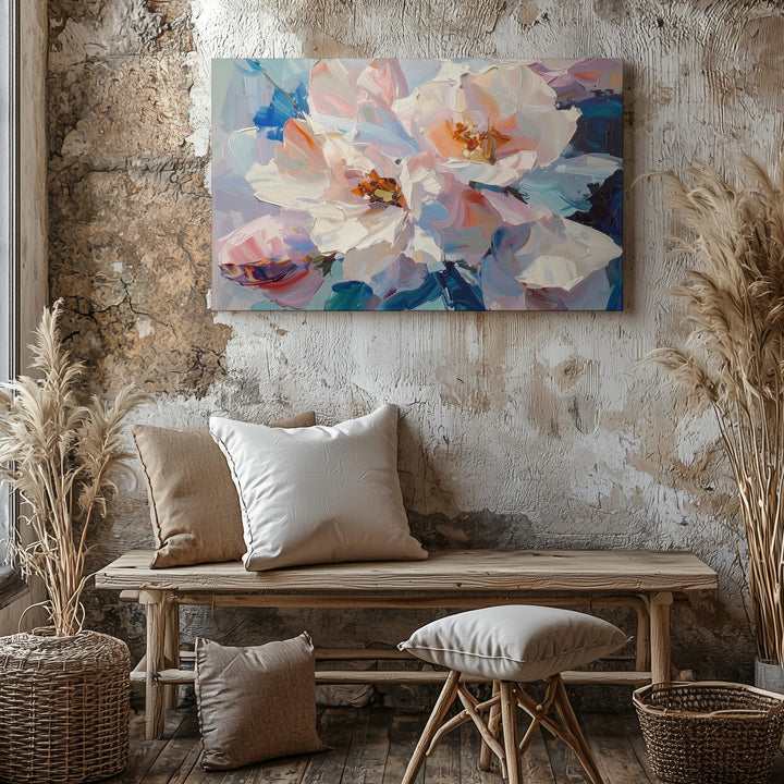 Pastel Bloom Crystal Petal Canvas – Abstract Floral Wall Art in Soft Tones - Gifitto