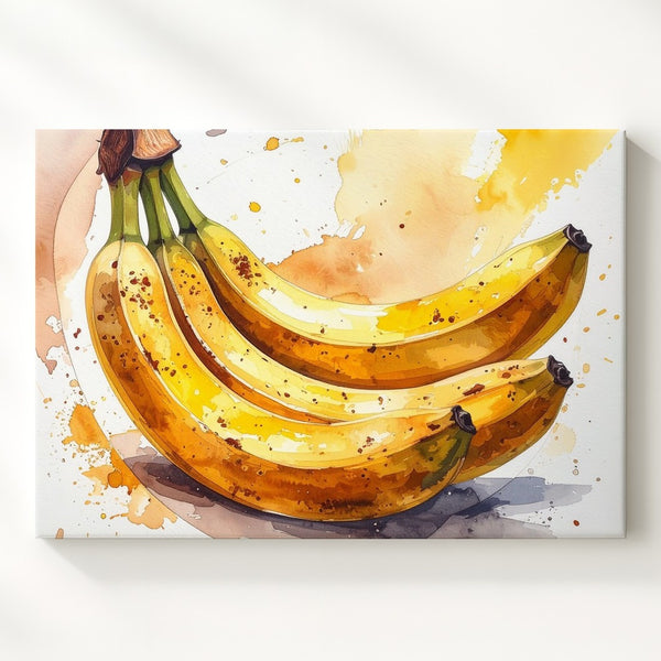 Banana Bunch Canvas – Watercolor Tropical Fruit Wall Art - Gifitto