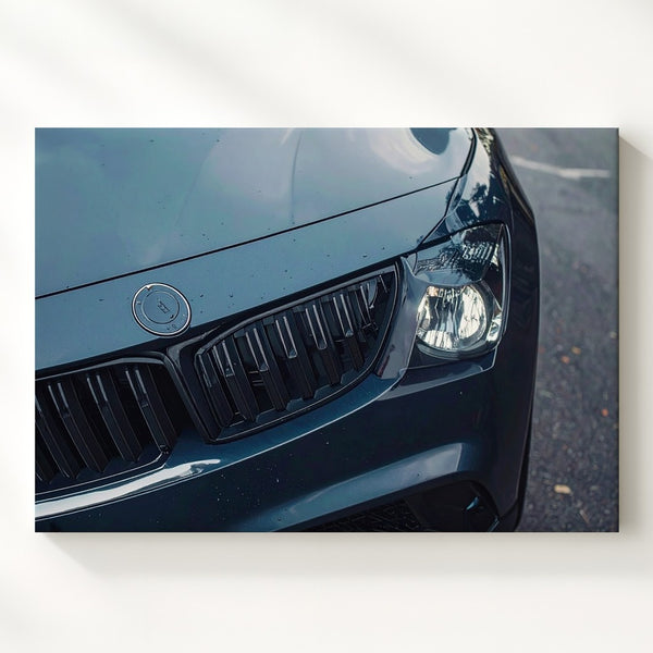 Black BMW Sports Car Canvas – Rain-Kissed Urban Elegance Close-Up - Gifitto