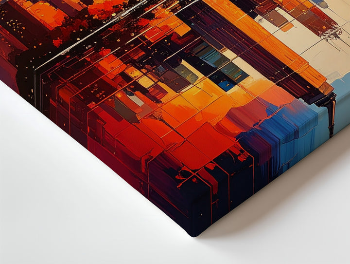 Abstract New York City Skyline Canvas – Bold Sunset Reflection with Empire State Building - Gifitto