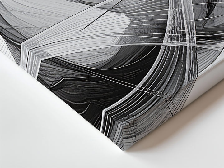 Ethereal Ribbon Flow Canvas – Minimalist Abstract Line Art in Black and White - Gifitto