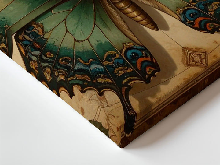 Ornate Butterfly & Roses Canvas – Vintage-Inspired Nature Art - Gifitto