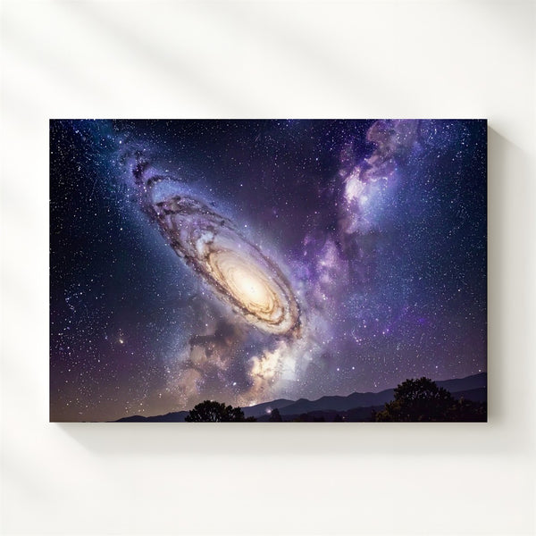 Edge-On Spiral Galaxy Canvas – Grand Disk and Dust Lane Cosmic View - Gifitto
