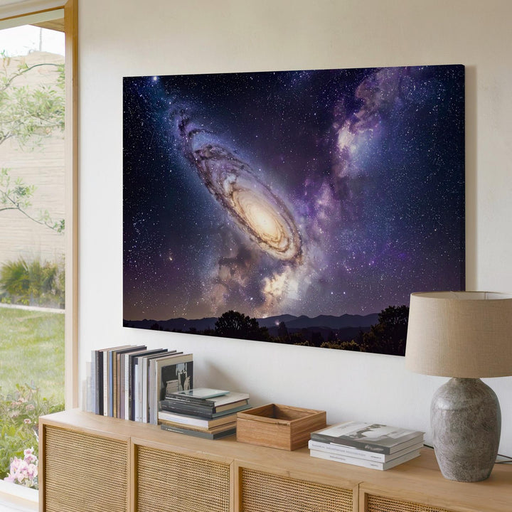 Edge-On Spiral Galaxy Canvas – Grand Disk and Dust Lane Cosmic View - Gifitto