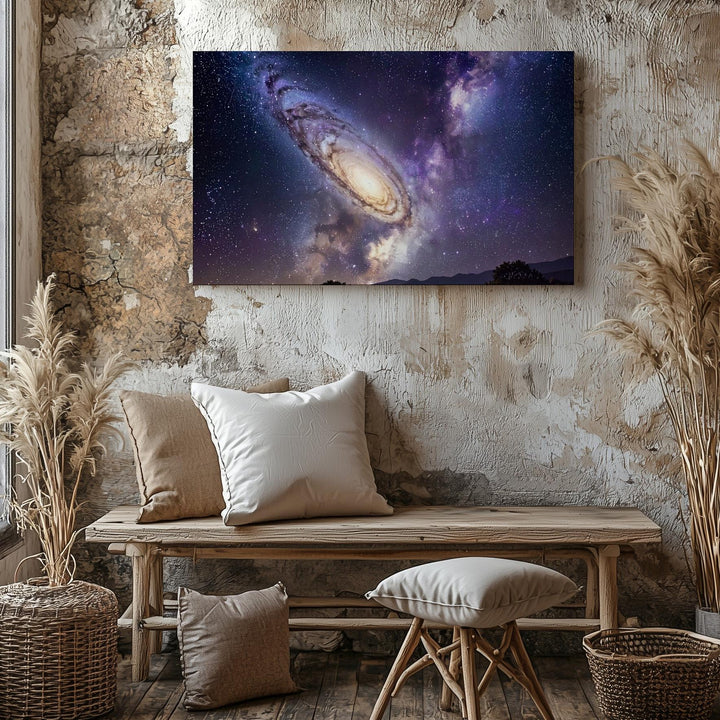 Edge-On Spiral Galaxy Canvas – Grand Disk and Dust Lane Cosmic View - Gifitto