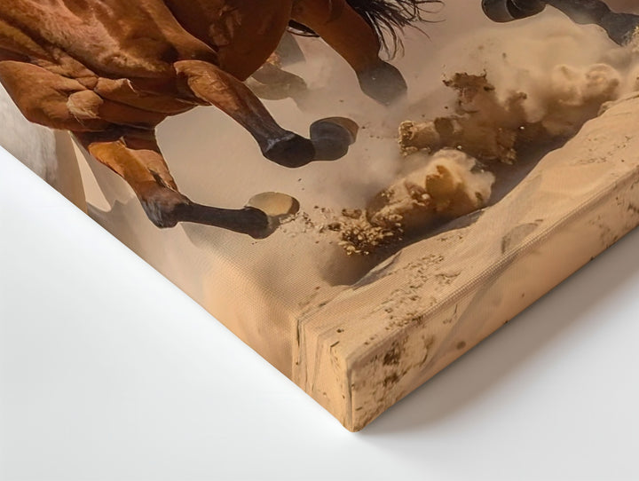 Running Herd of Horses Canvas – Dynamic Desert Gallop Art - Gifitto