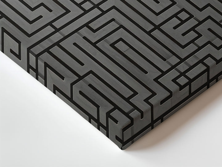Monochrome Maze Canvas – Minimalist Geometric Puzzle Wall Art - Gifitto
