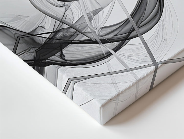 Smoky Waveform Flow Canvas – Minimalist Abstract Motion in Black and White - Gifitto