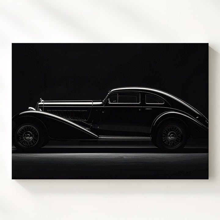 Vintage 1930s Luxury Coupe Canvas – Dramatic Black & White Classic Car Art - Gifitto