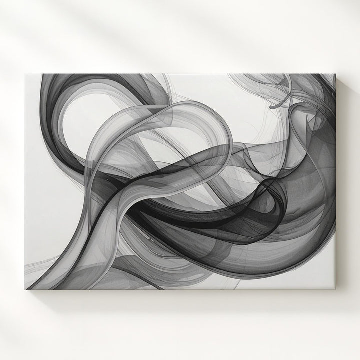 Serene Smoke Spiral Canvas – Minimalist Monochrome Flow Wall Art - Gifitto