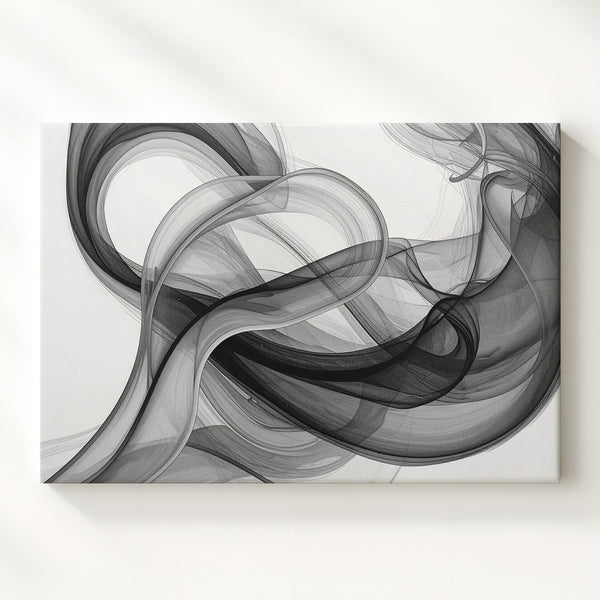 Serene Smoke Spiral Canvas – Minimalist Monochrome Flow Wall Art