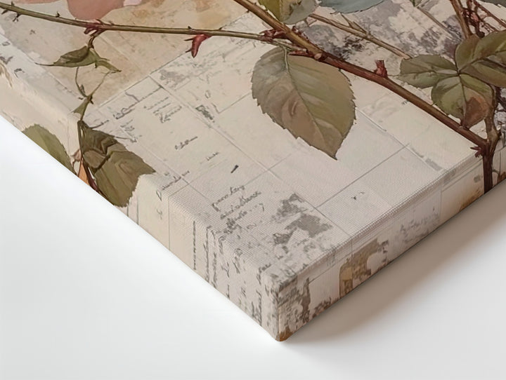 Vintage Rose Botanical Canvas – Soft Peach & Blush Floral Art - Gifitto