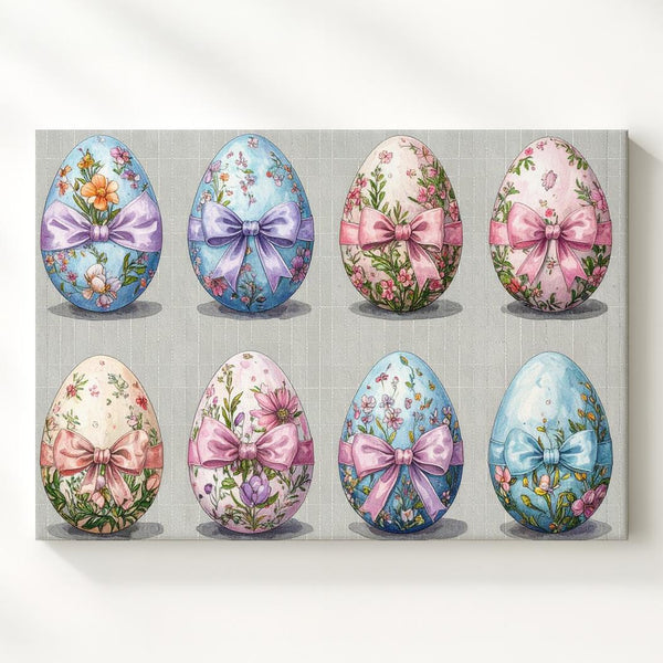 Floral Easter Eggs Canvas – Festive Spring Wall Art - Gifitto