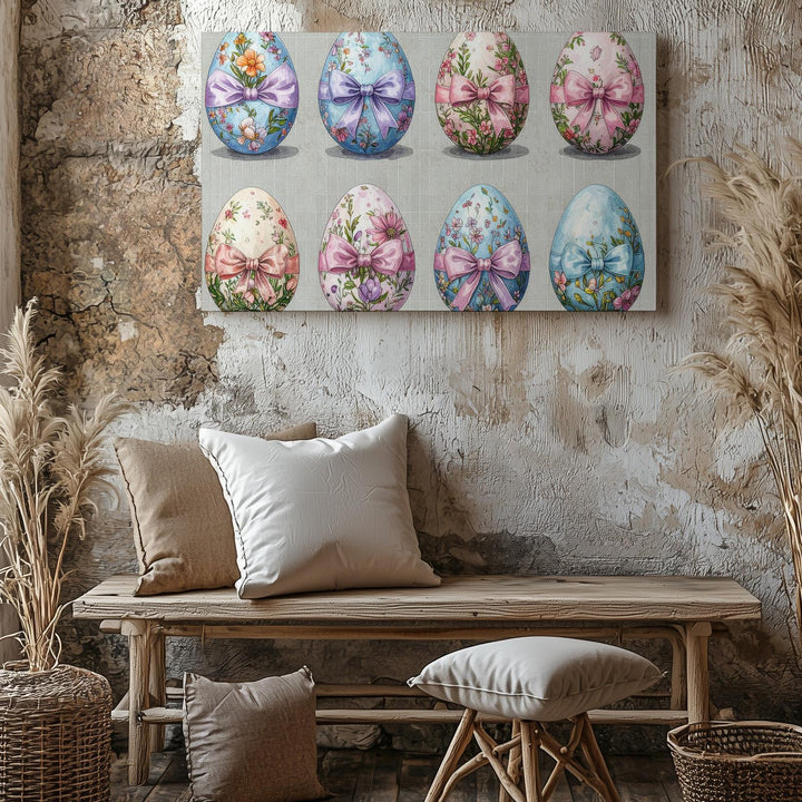 Floral Easter Eggs Canvas – Festive Spring Wall Art - Gifitto
