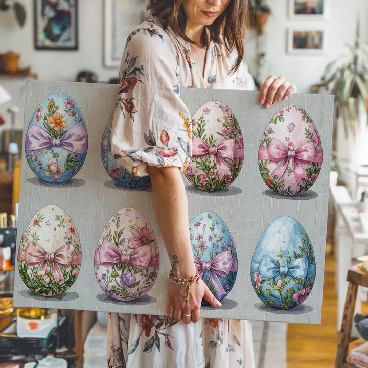 Floral Easter Eggs Canvas – Festive Spring Wall Art - Gifitto