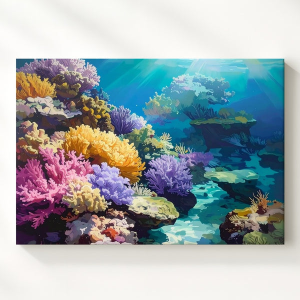 Silent Reef Canvas – Soft Coral Landscape with Sunlit Ocean Depth