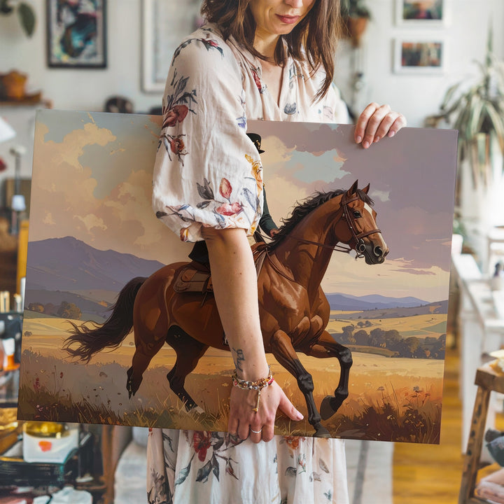 Classic Equestrian Portrait Canvas – Historic Rider in Romantic Landscape - Gifitto
