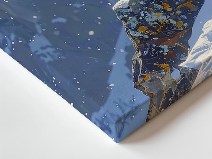 Leaping Snow Leopard Canvas – Wild Arctic Grace in Motion Wall Art - Gifitto